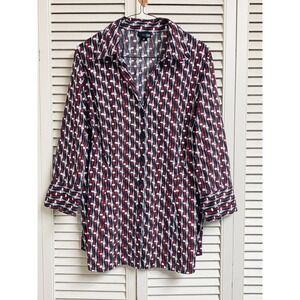 East 5th Button Down Geometric Blouse2X